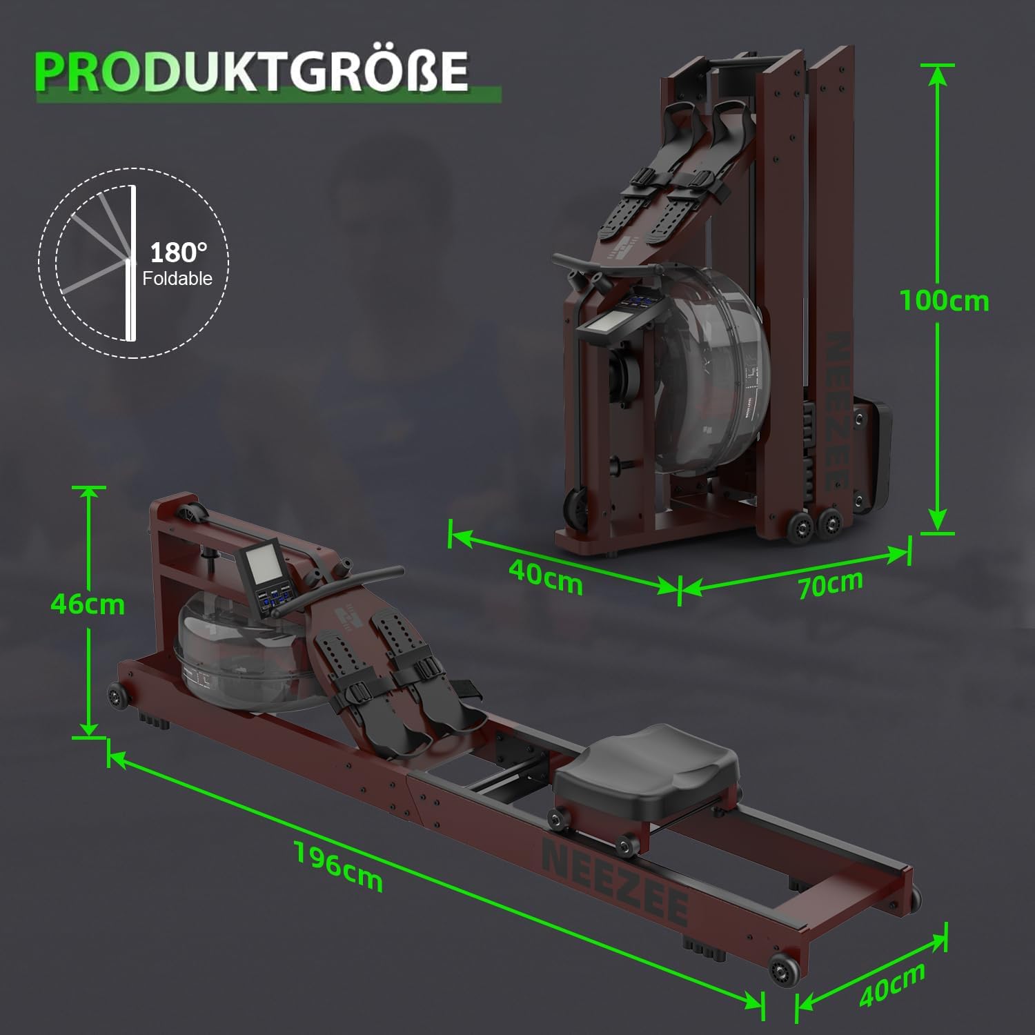 Neezee Water Rudergerät: Massivholz-Heimtrainer
