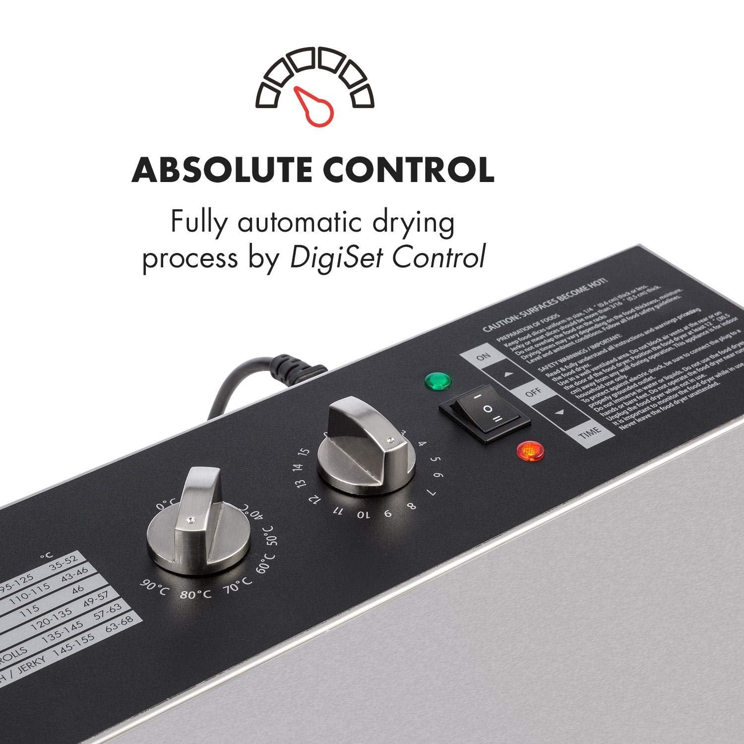 Klarstein Dörrautomat Edelstahl – 4.000-W-Dörrgerät, 48 Edelstahl-Einlegeböden, 30–90 °C, 24-Stunden-Timer, 6 Ventilatoren, 2 Trockenkammern, 50–55 dB, ideal für Obst, Gemüse, Fleisch, Kräuter, Silber