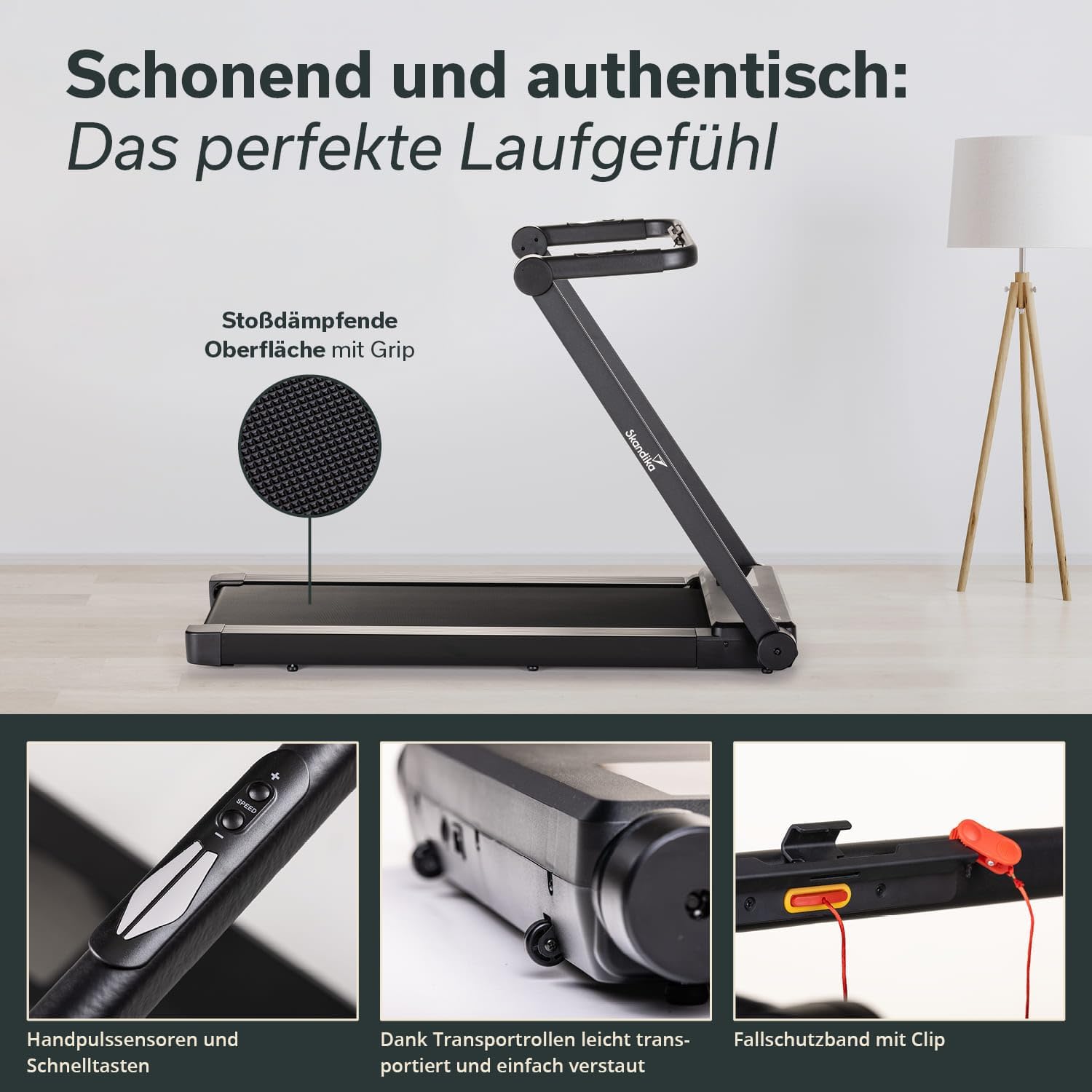 Skandika Nordik Laufband für Zuhause & Büro | Walking Pad mit Steigung
