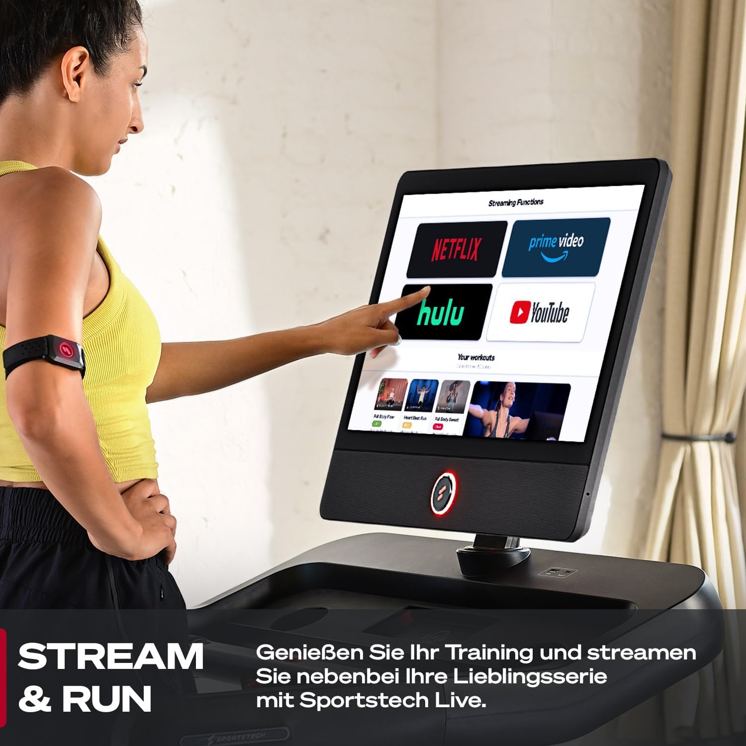 Sportstech sTread Pro: Klappbares Laufband, 20 km/h, 15% Steigung, mit App