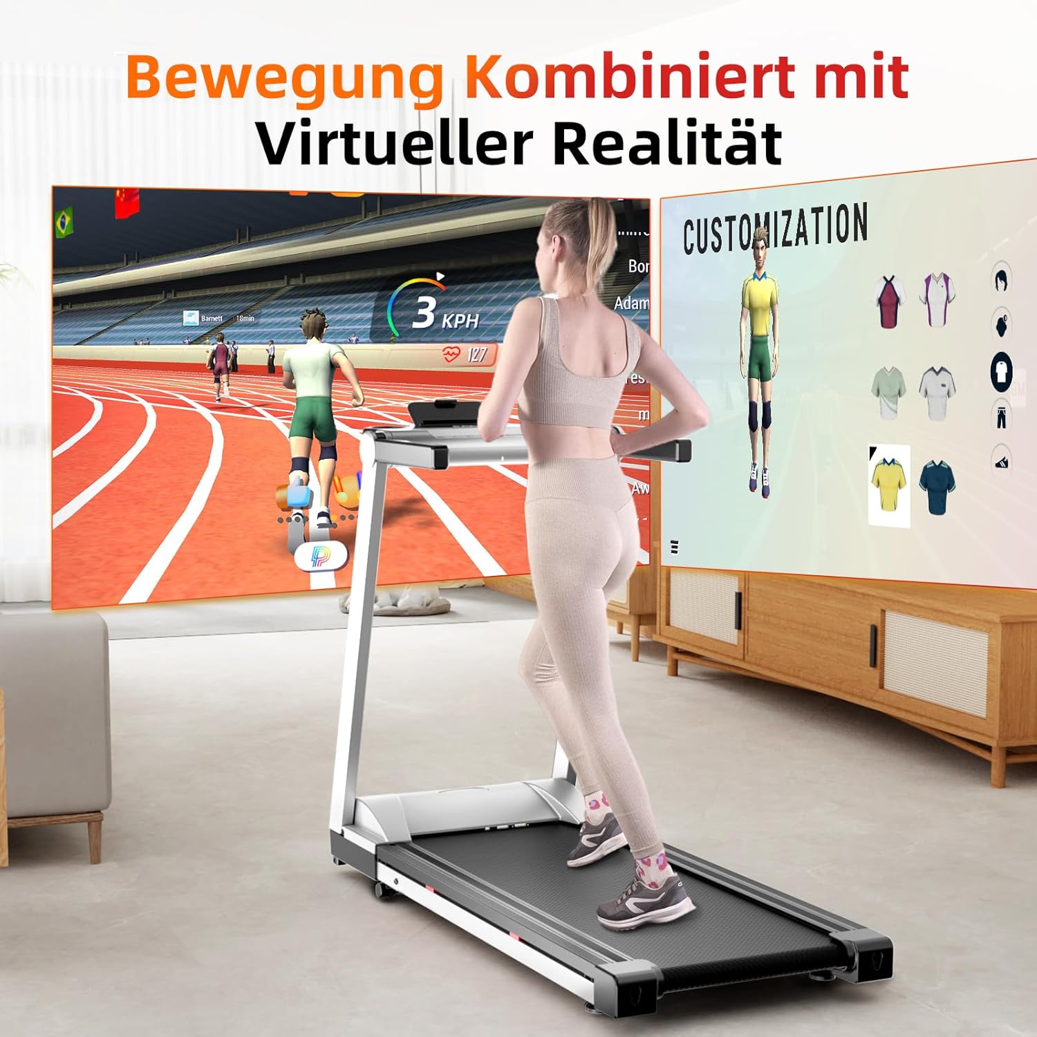 Superun Faltbares Heim-Laufband: Steigung, App & Trainingskurse