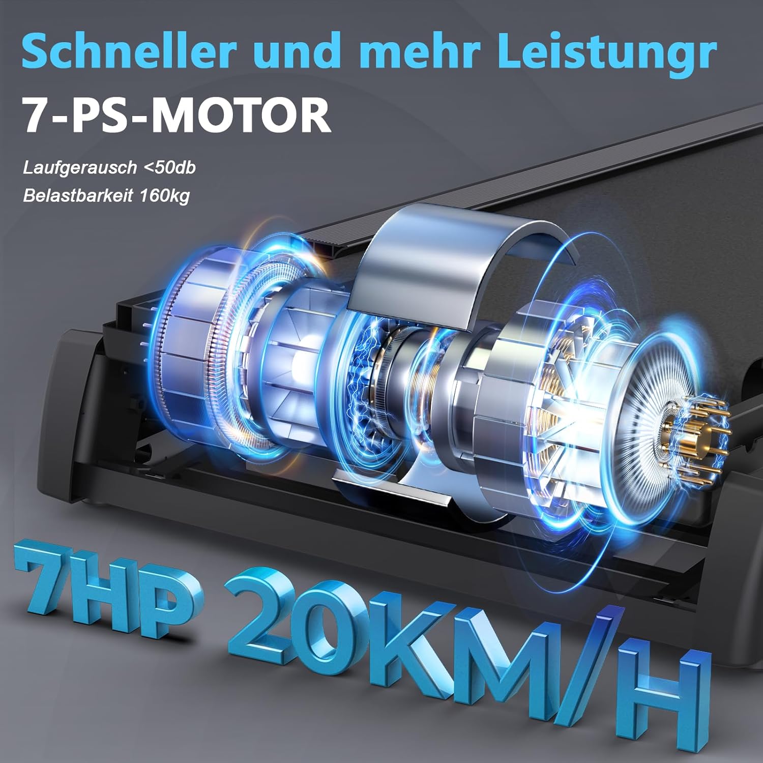 Kitopa Laufband: Hochgeschwindig, 7 PS, große Lauffläche, klappbar