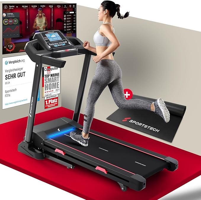 Sportstech F31s: Klappbares Laufband für Zuhause mit App, Bluetooth & LED