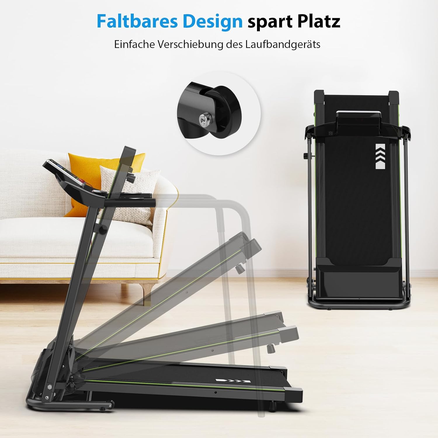 CIIHI Senioren Laufband: Heimtrainer mit extra langen Handläufen für Senioren