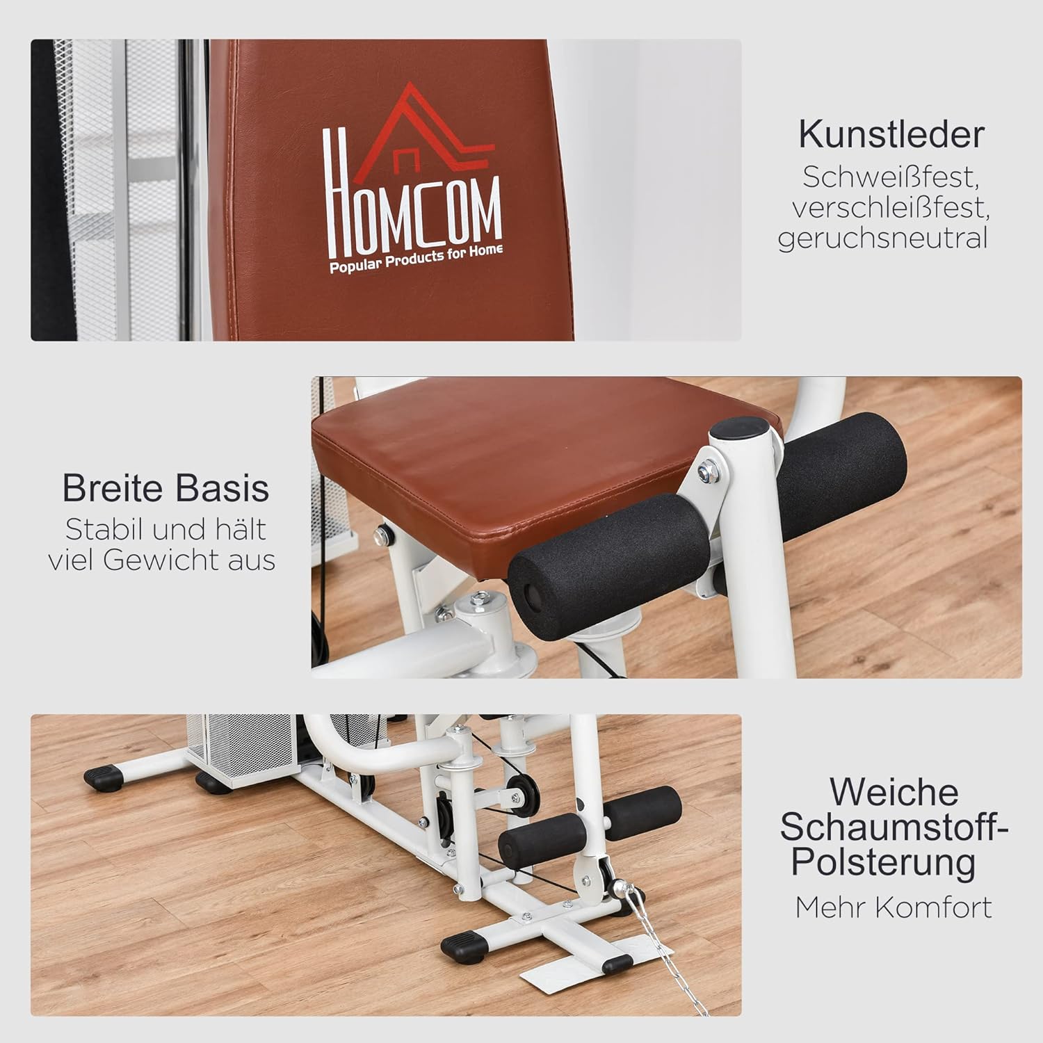 HOMCOM Multistation: Kraftstation mit Latzug, Butterfly & 45 kg Gewichten