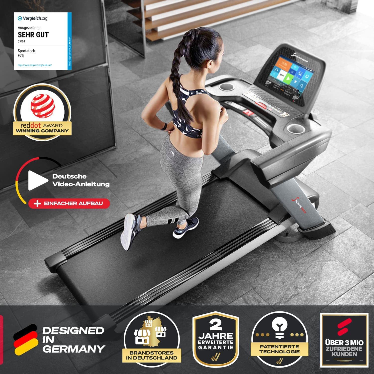 Sportstech F75: Profi-Laufband, klappbar, 7 PS, Android, Made in Germany