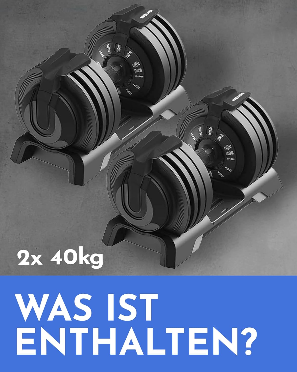 NEOLYMP Verstellbare Kurzhantel 2–40 kg mit Schnellverstellung, Einzelstück