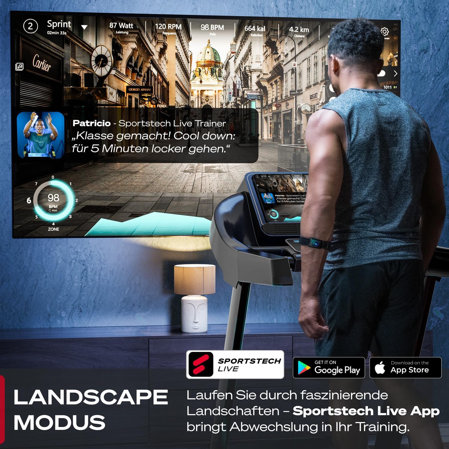 Sportstech F37s: Klappbares Laufband, 7 PS, 20 km/h, Steigung & App