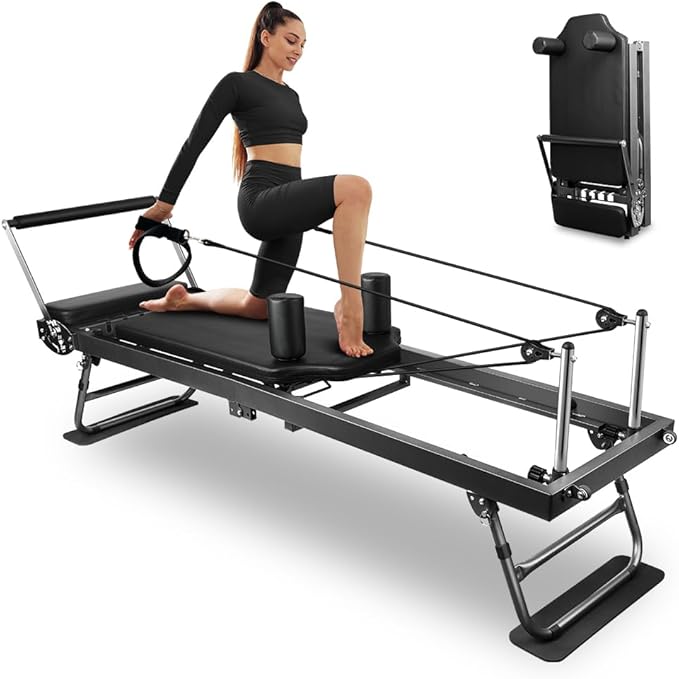 ONETWOFIT Pilates Reformer: Faltbar, für Core, Yoga & Krafttraining