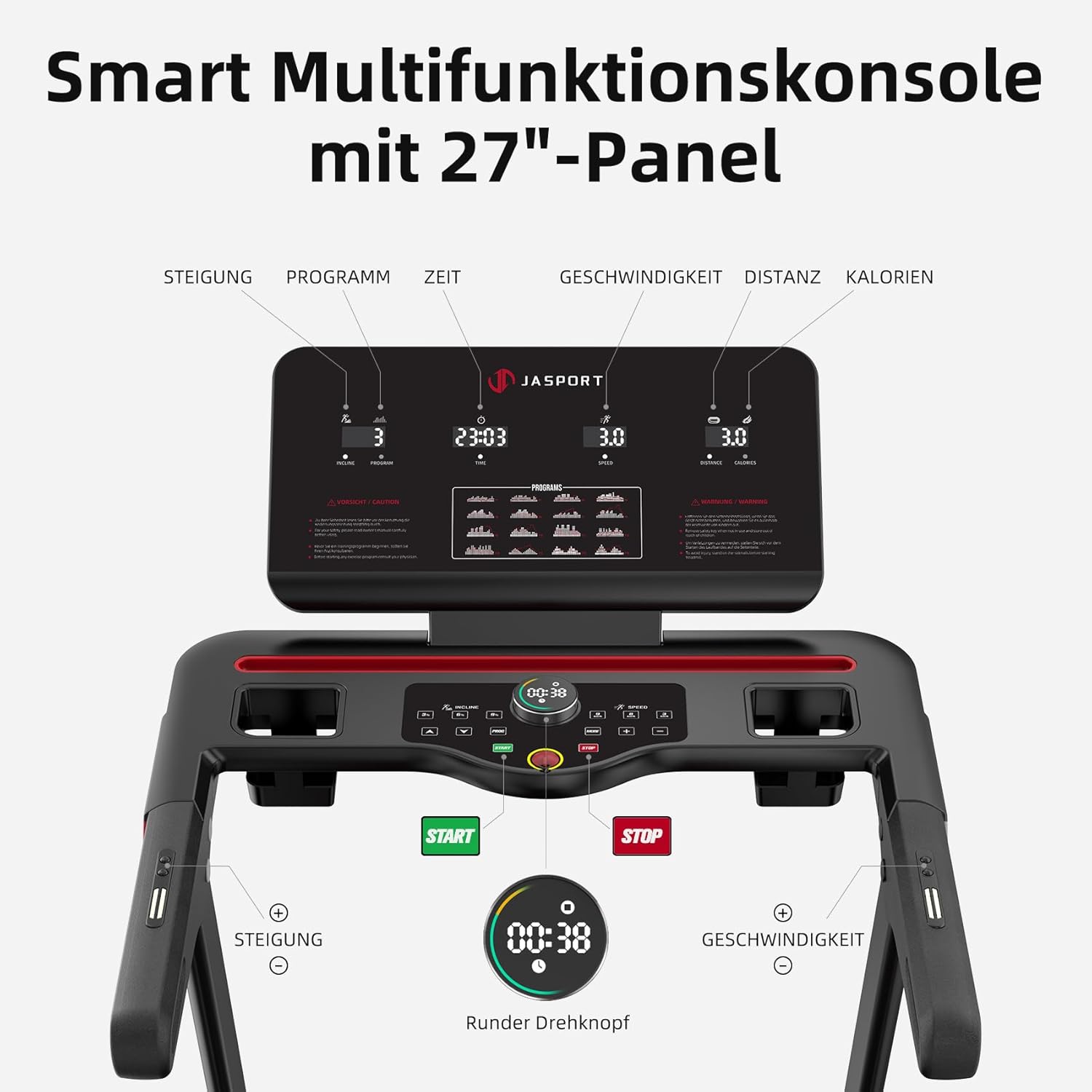 JASPORT L3 Faltbares Heimtrainer-Laufband mit Bluetooth & Steigungsfunktion