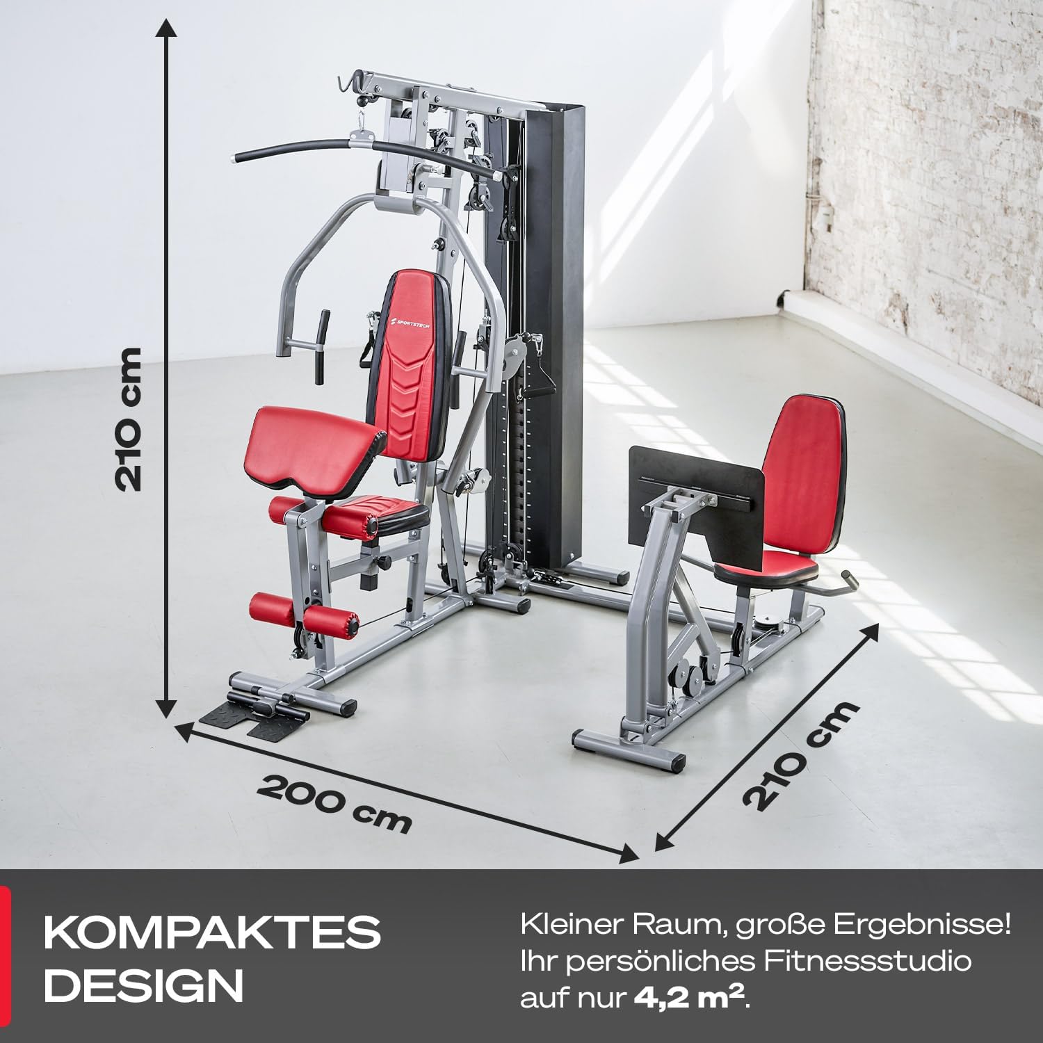 Sportstech HGX300: Multifunktions-Kraftstation mit Beinpresse, Stepper & Powertower