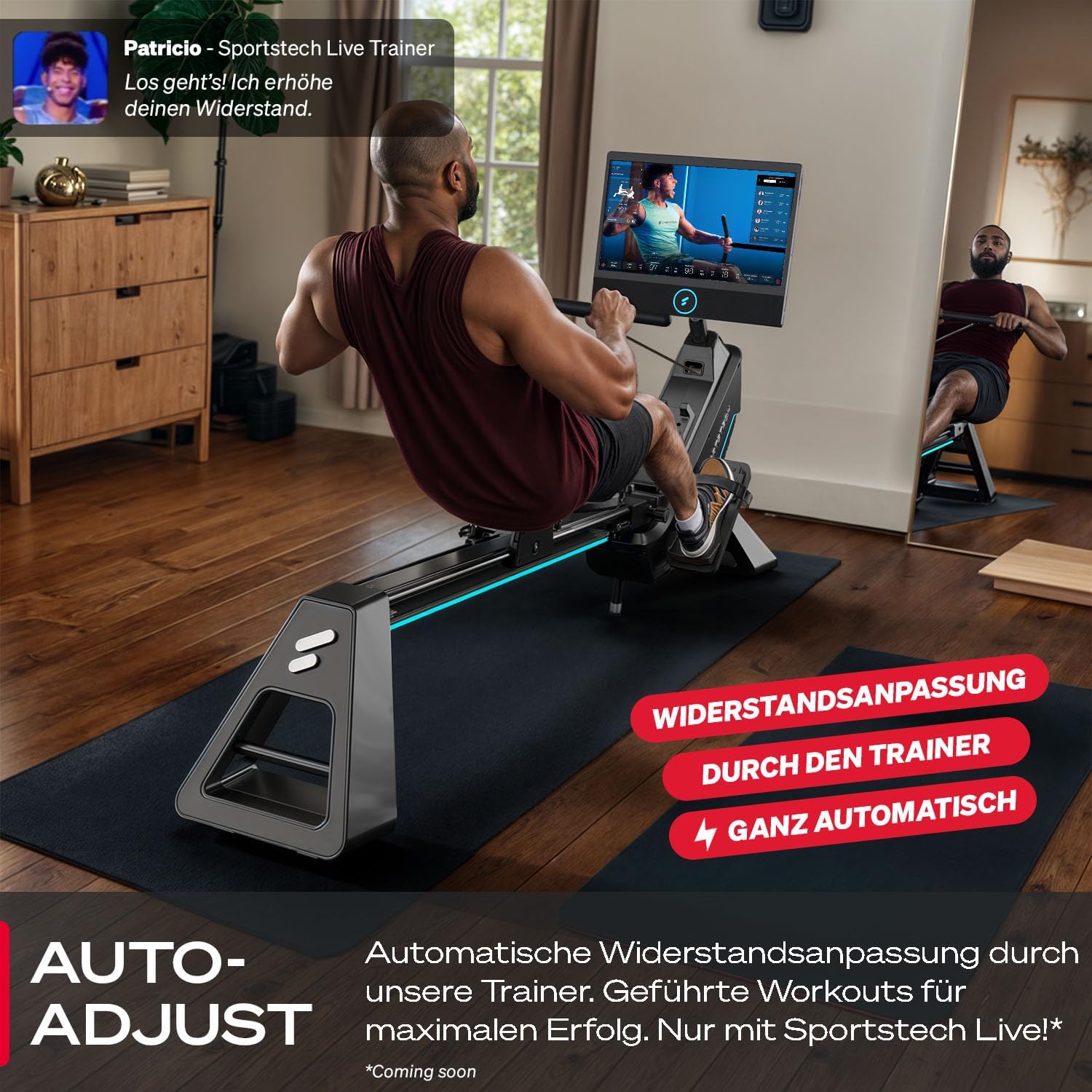 Sportstech Premium Rudergerät mit 21,5" Touchscreen & App