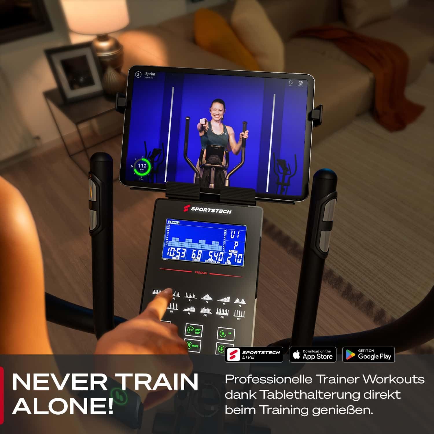 Sportstech CX2: Crosstrainer mit App, 27 kg Schwungmasse & Generator