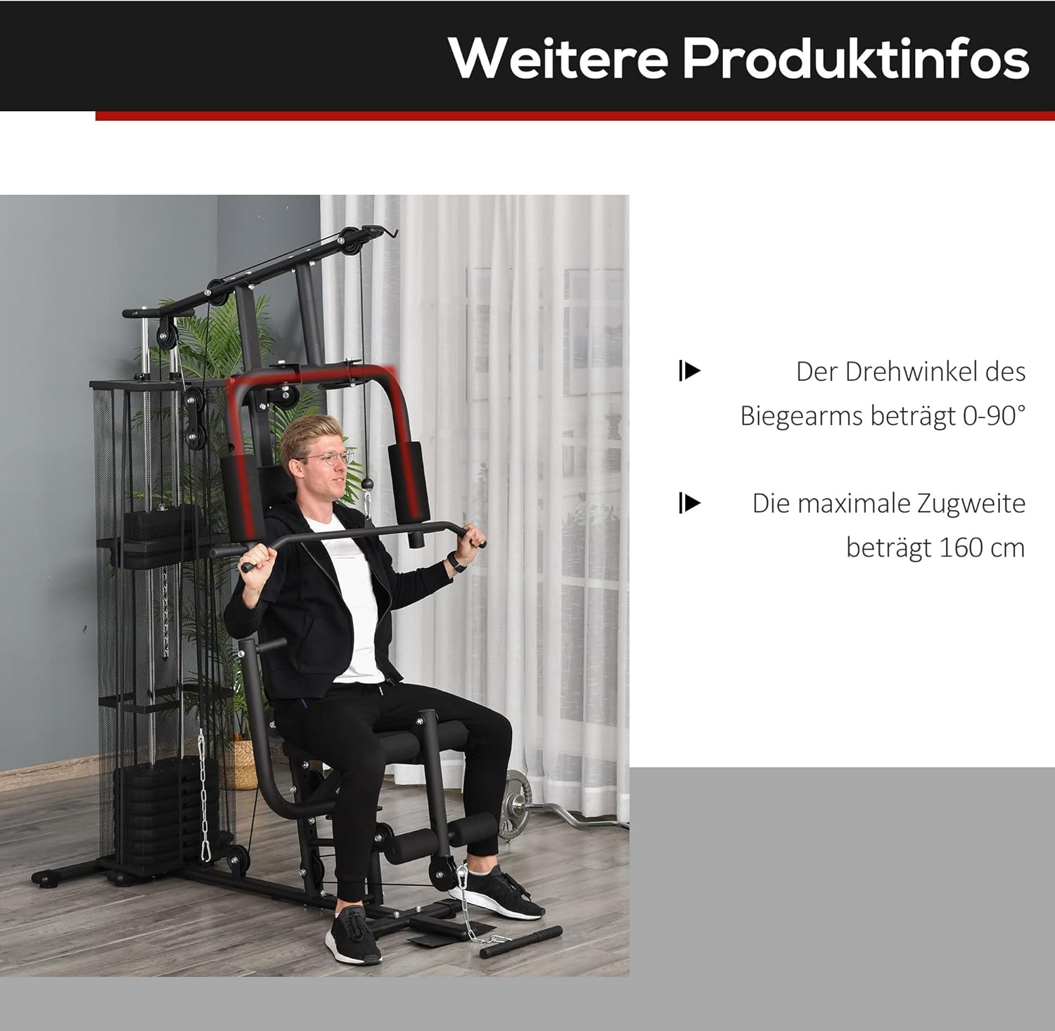 HOMCOM Kraftstation: Multifunktional mit Latzug, Butterfly und 45 kg Gewichten