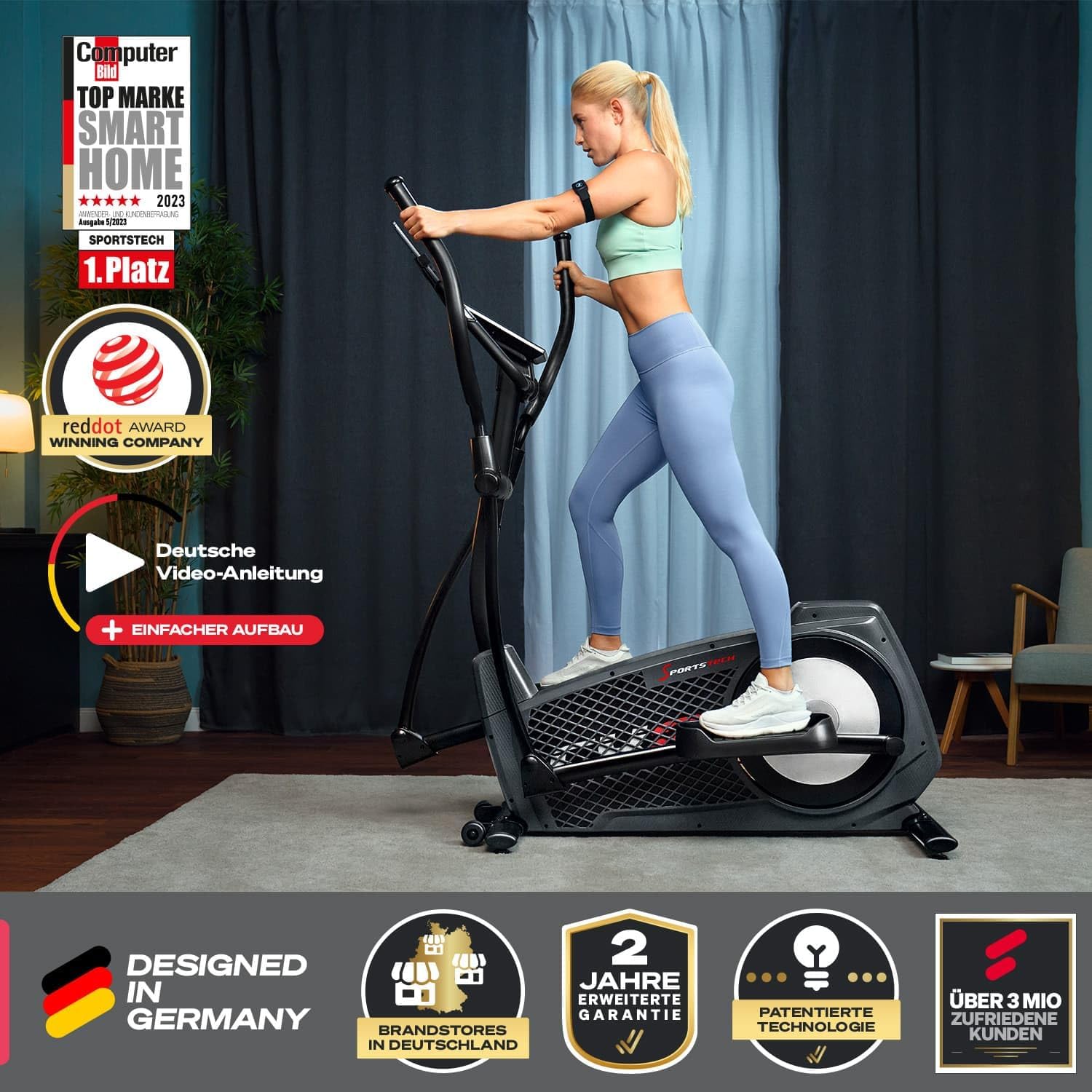 Sportstech CX2: Crosstrainer mit App, 27 kg Schwungmasse & Generator