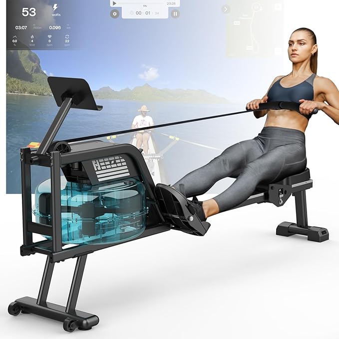 NEEZEE Wasserrudergerät: Bluetooth-Monitor, Tablet-Halterung, 150 kg Kapazität