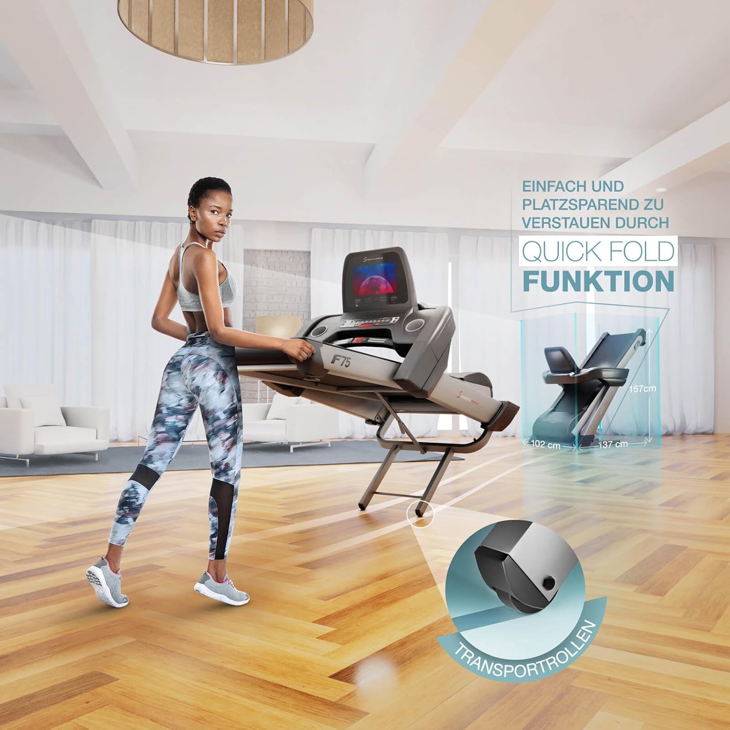 Sportstech F75 Klappbar Profi Laufband mit Android Display, 7PS Leistung