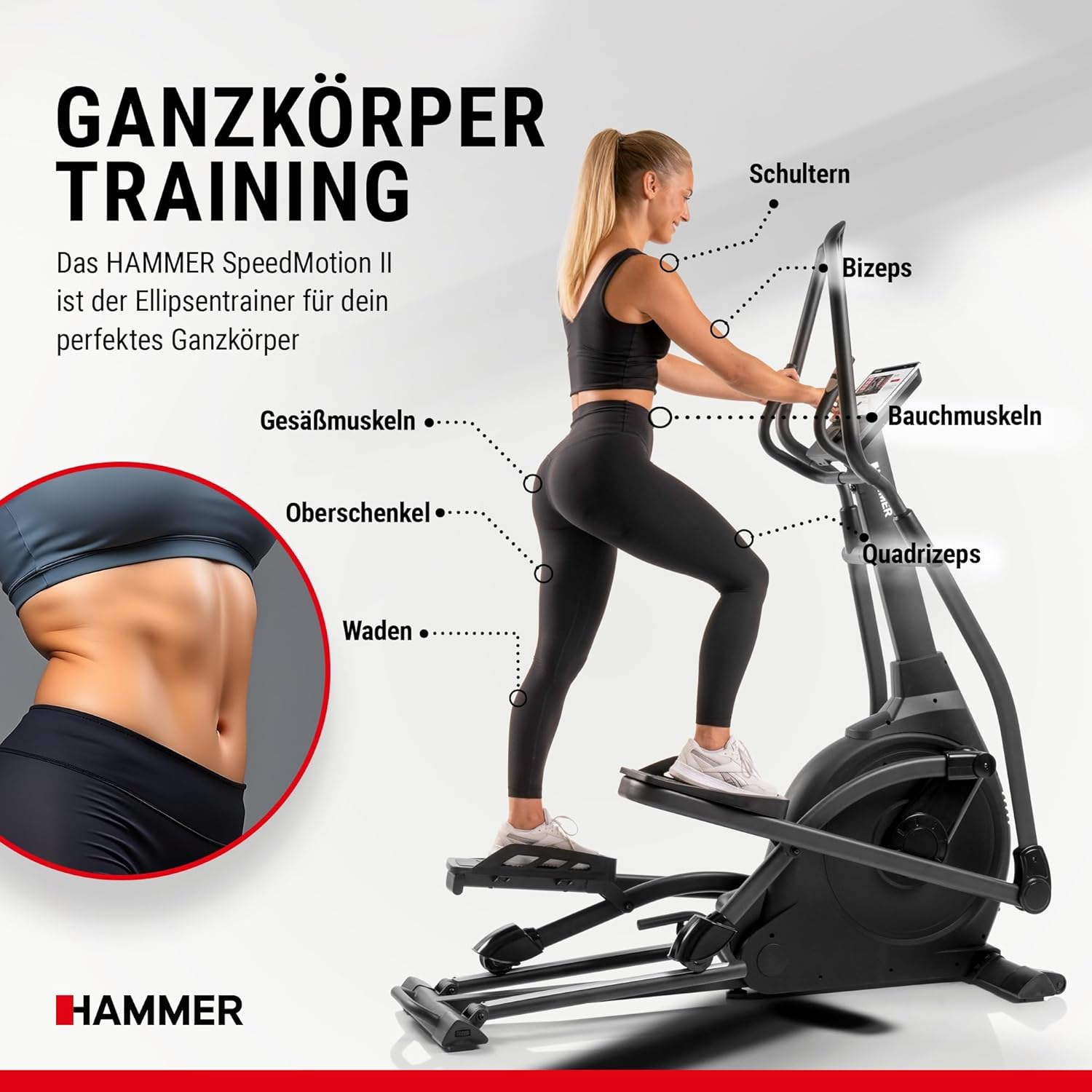 Hammer SpeedMotion II: Crosstrainer mit Steigung, 24 Programmen & 18 kg Schwungmasse