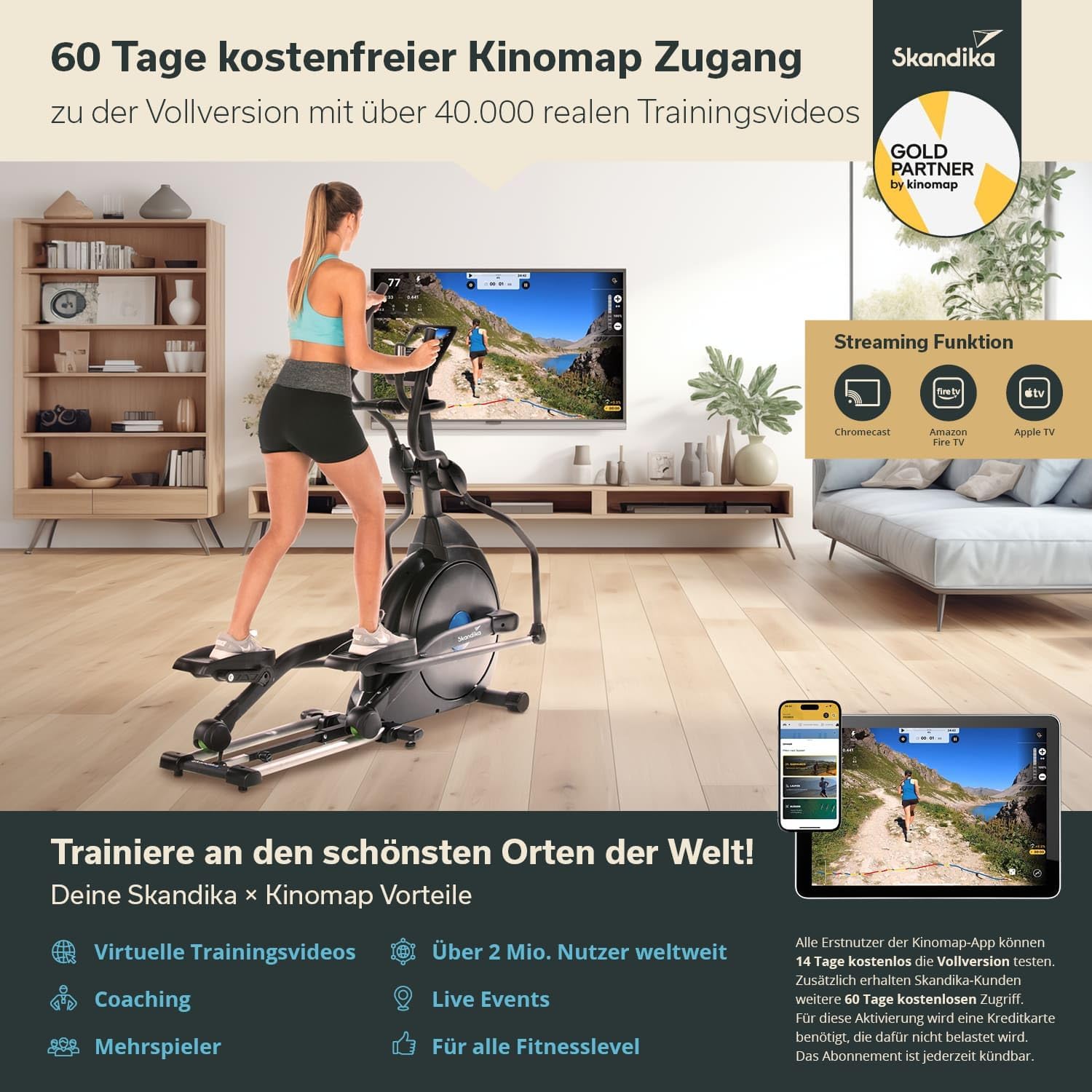 Skandika CardioCross Carbon Champ Elliptical Trainer | Bluetooth & Kinomap