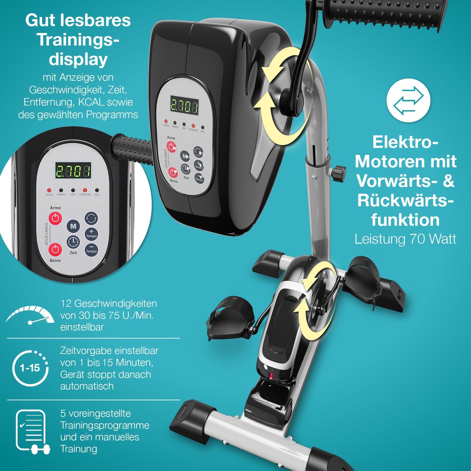 maxVitalis 2-in-1: Arm- und Beintrainer mit Motorunterstützung