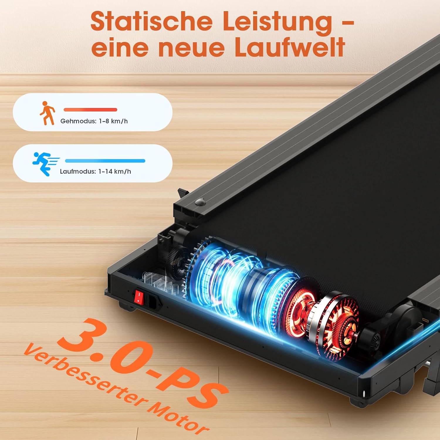 VANNECT Faltbares Laufband: Walking Pad mit Steigung für Zuhause