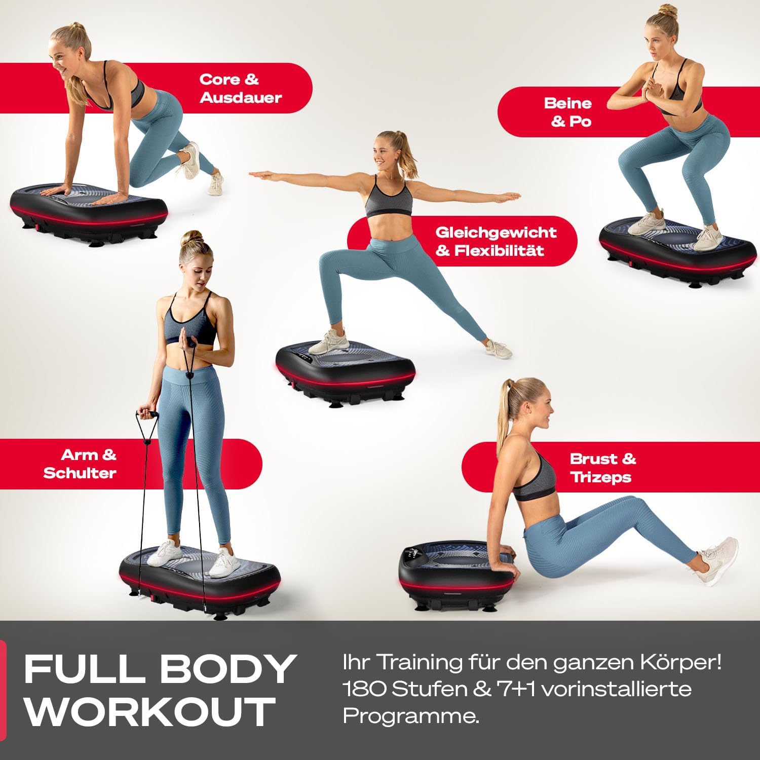 Sportstech 4D Vibrationsplatte: Smart LED, Bluetooth, Fitness & Yoga