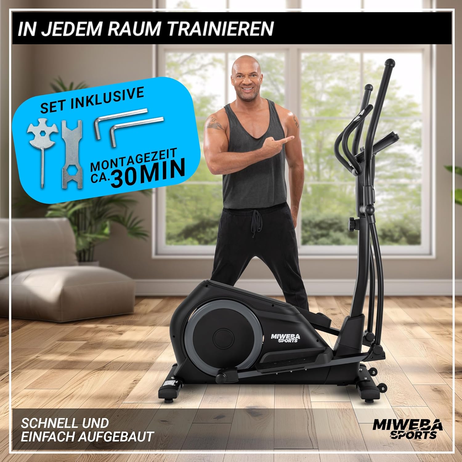 Miweba Sports MC500 Crosstrainer: Leise, 7kg Schwungmasse, LCD Monitor, Heimtrainer