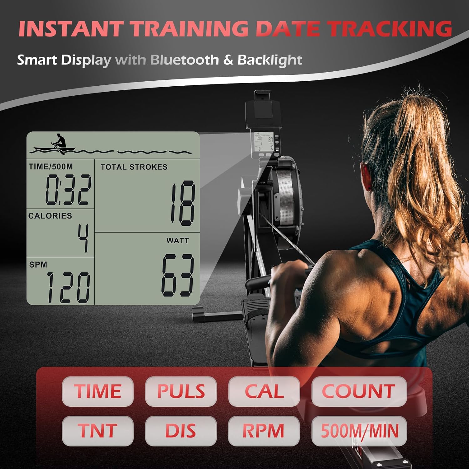 PASYOU Luftwiderstand Rudergerät für Zuhause: 10 Stufen, Komfortsitz, Kinomap APP