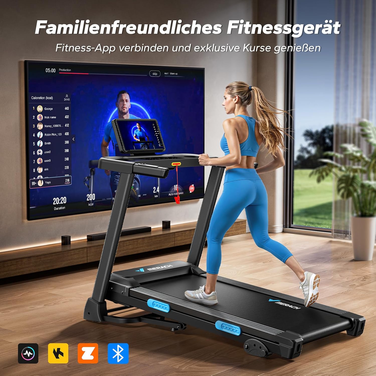 MERACH Klappbares Laufband: 2,5 PS, Steigung, 0,8–12 km/h für Zuhause